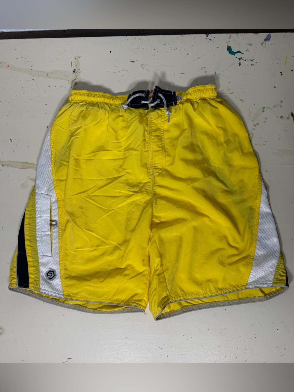 OP Yellow Board Shorts with Navy and White Trim